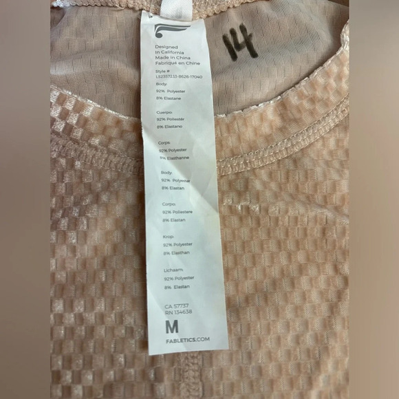FABLETICS Long Sleeve Velour Athletic Top Light Pink Checker Print M NWT - Picture 6 of 9